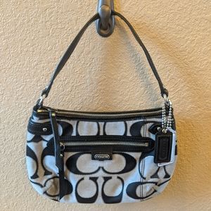 Coach Hobo Shoulder Signature Canvas Black Leather